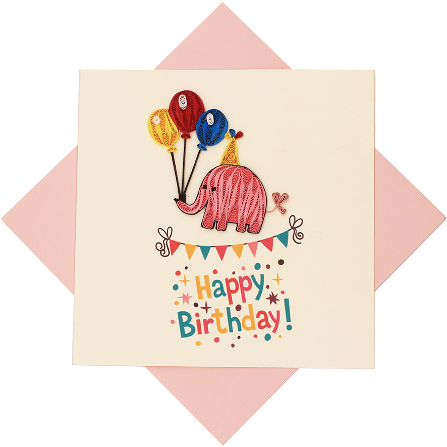 Quilled Elephant & Balloon Card